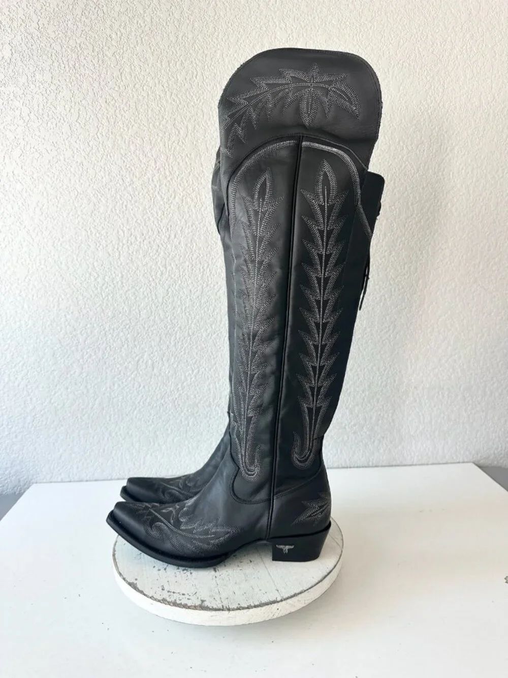 Lane LEXINGTON Over The Knee Womens Black Cowboy Boots Western Tall Lace Up 10